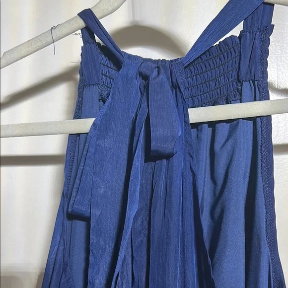 Blue Tiered Ruffled Halter Maxi Dress - Picture 3 of 5